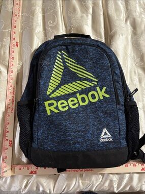 Reebok Navy Blue and Lime Logo Men's Backpack
